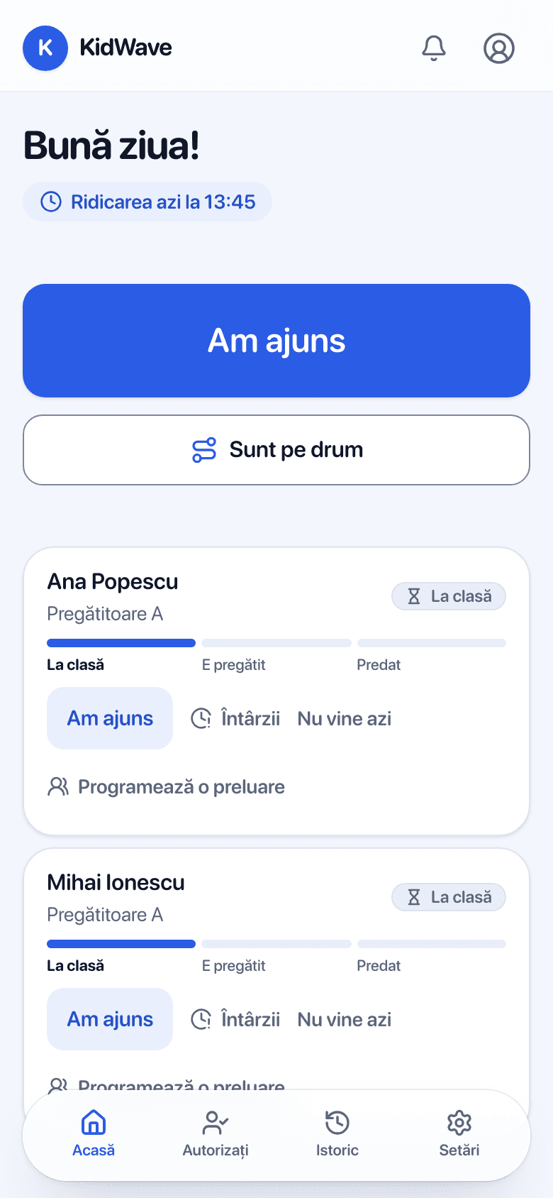 Părintele anunță dintr-o atingere: pe drum, am ajuns, întârzii.